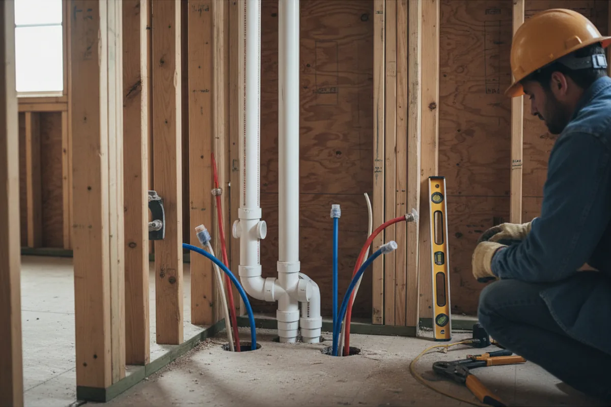 Drain and supply rough-in during Leak Detection in Cropsey