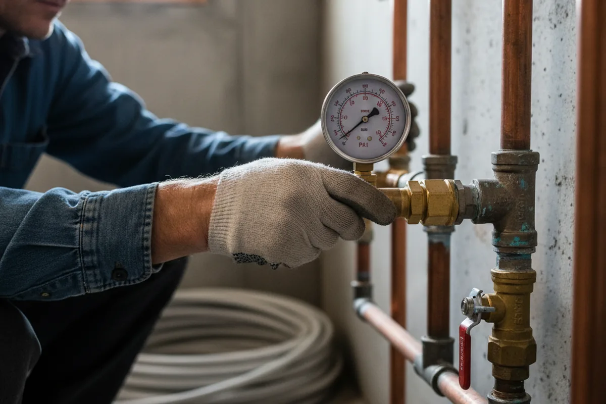 Pressure testing a repaired line during Water Line Repair in Cropsey